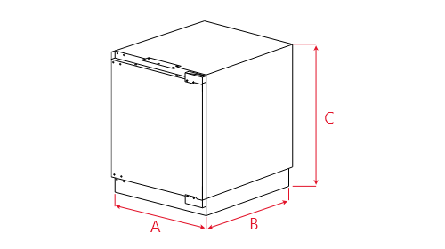 Rysunek techniczny urządzenia marki Amica z wymiarami
