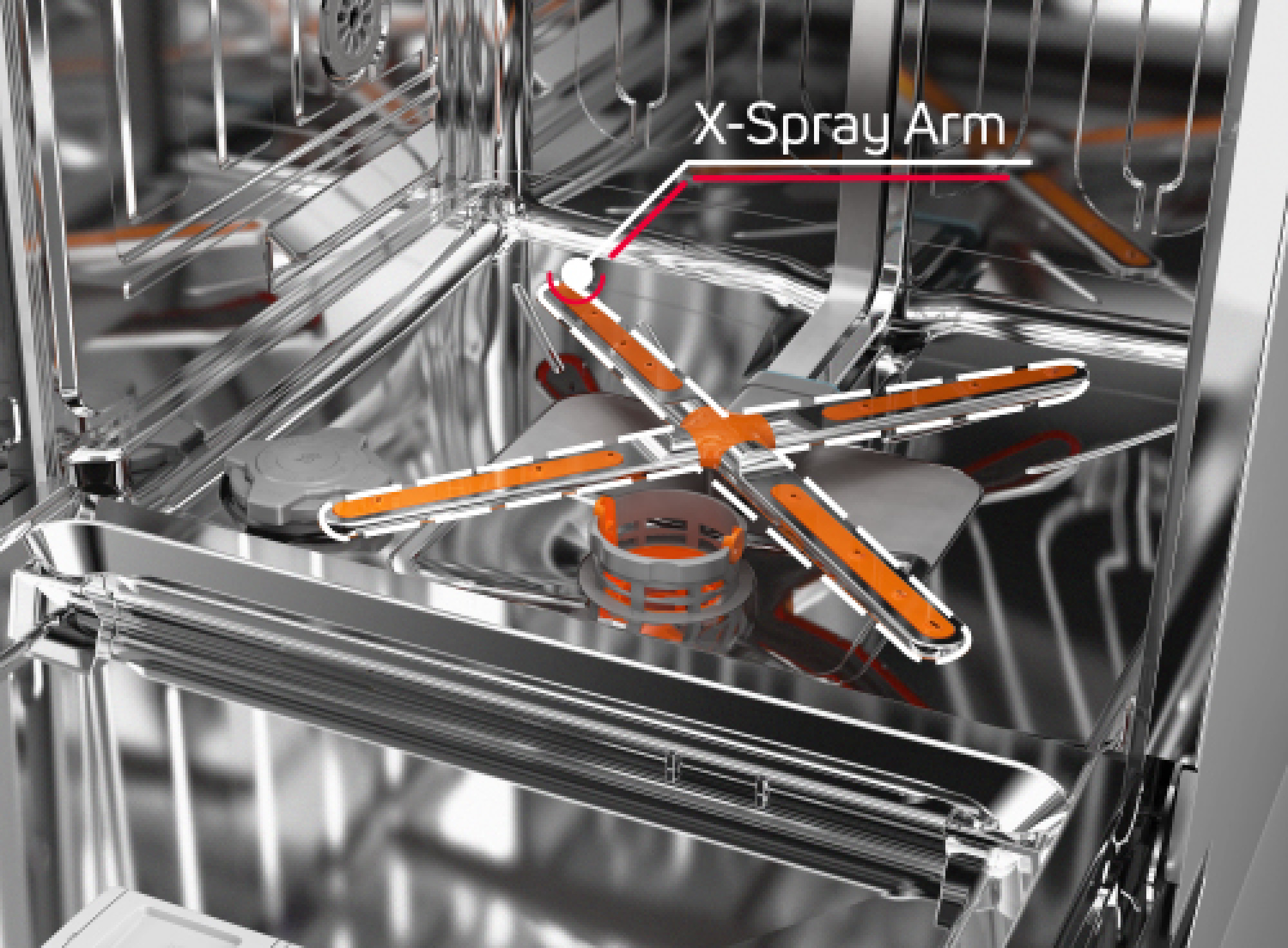 Grafika przedstawia funkcje  X-Spray Arm