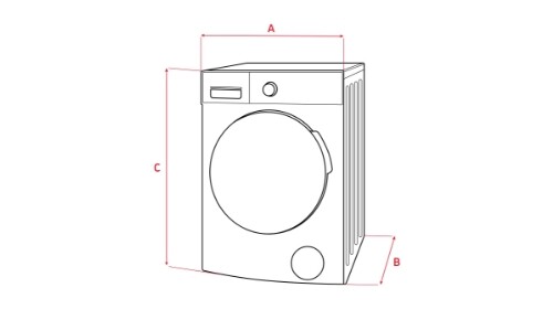 Rysunek techniczny urządzenia marki Amica z wymiarami