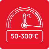 Szeroki zakres temperatur: 50°C - 300°C