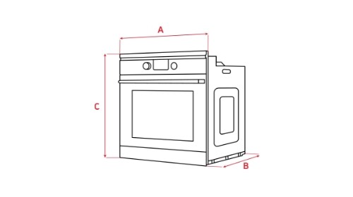 Rysunek techniczny urządzenia marki Amica z wymiarami